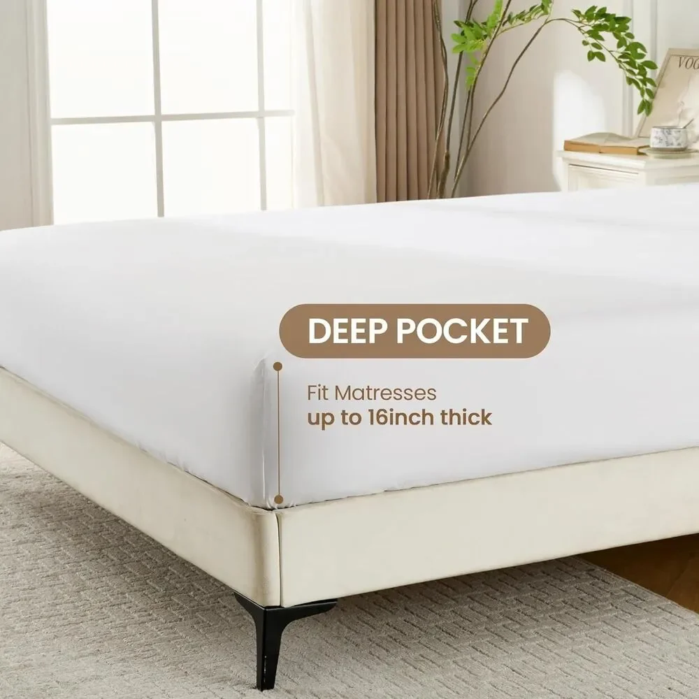 NEW White Queen Sheet Set, 4 Pieces Soft Bedding Queen Sheet Set, Breathable